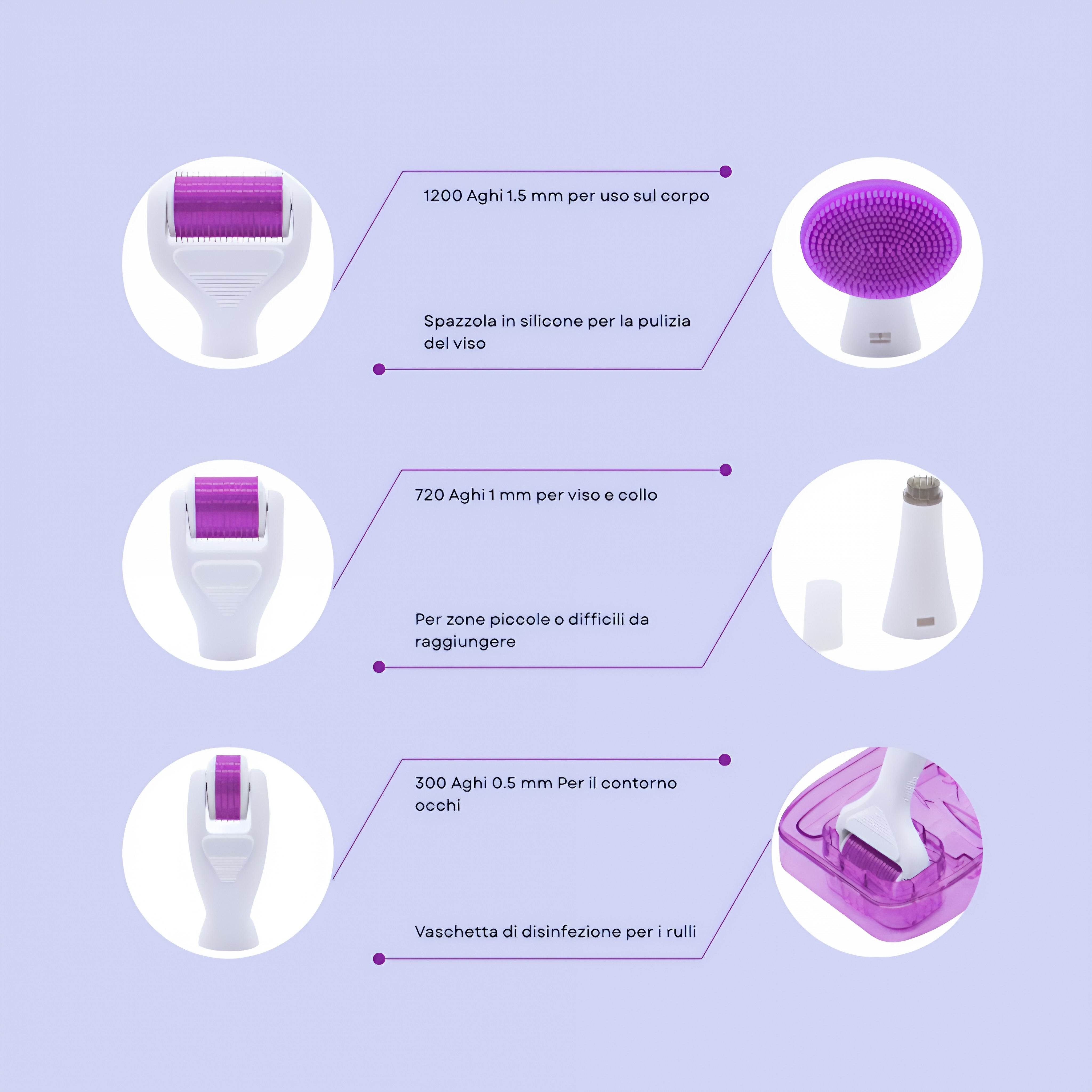 Roxy- 6 in 1 Derma Roller in Titanio